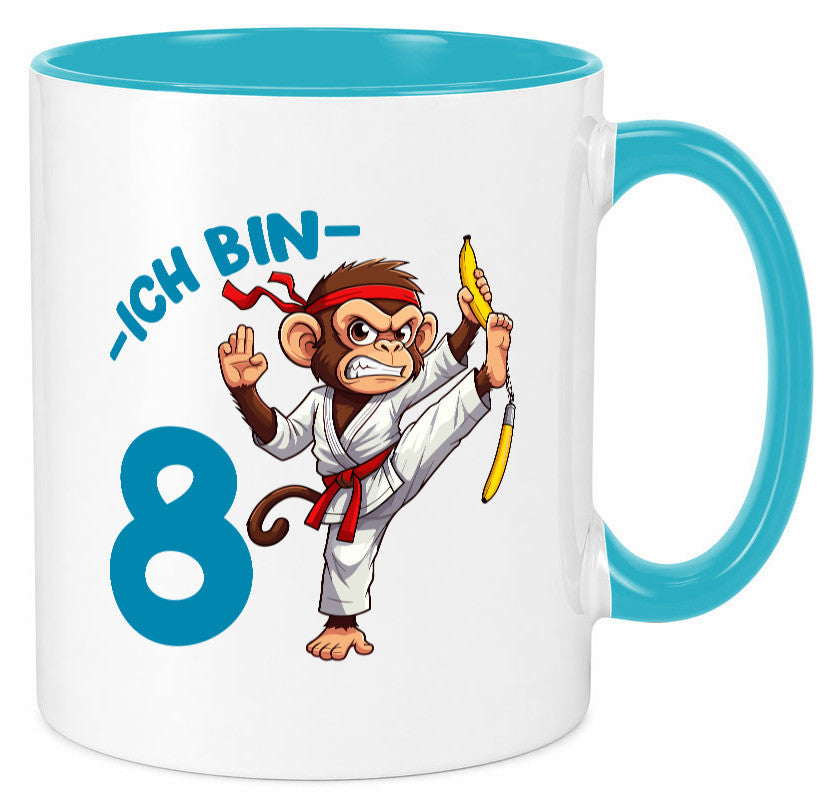 Ich bin 8 | 8. Geburtstag Karate Kampfsport Affe lustiger Spruch Geschenk Tasse