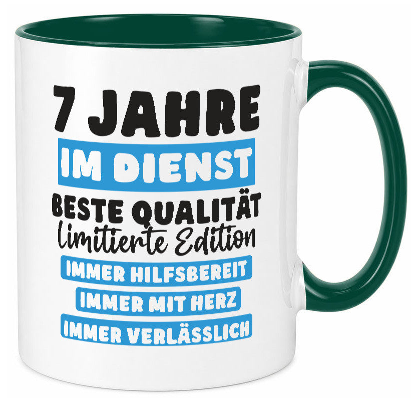 7 Jahre im Dienst | Jubiläum Arbeit v6 lustig Kollegen Büro Geschenk Tasse