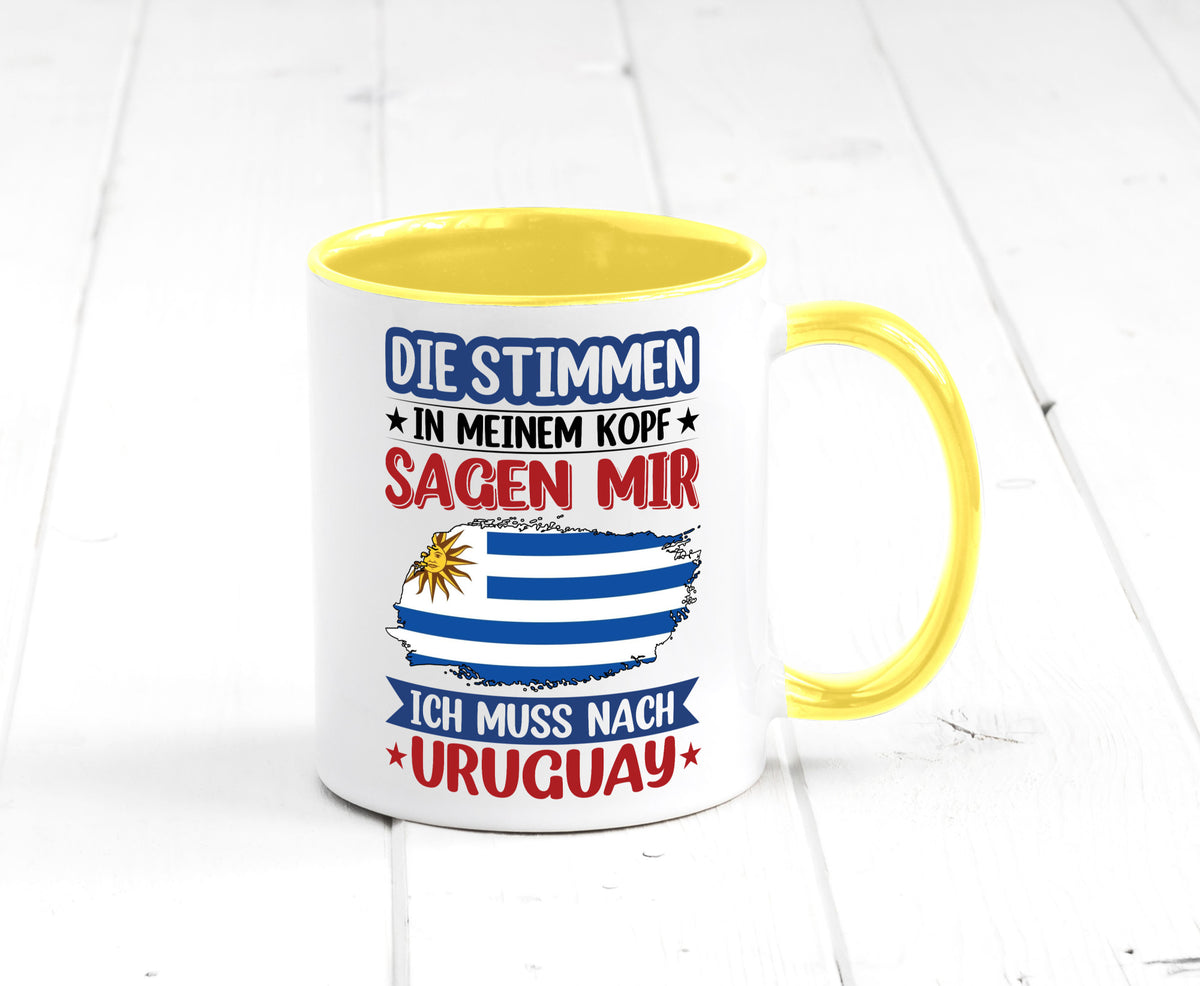 Uruguay | Urlaub Stimmen in meinem Kopf Traumland Geschenk Humor Geschenkidee Tasse