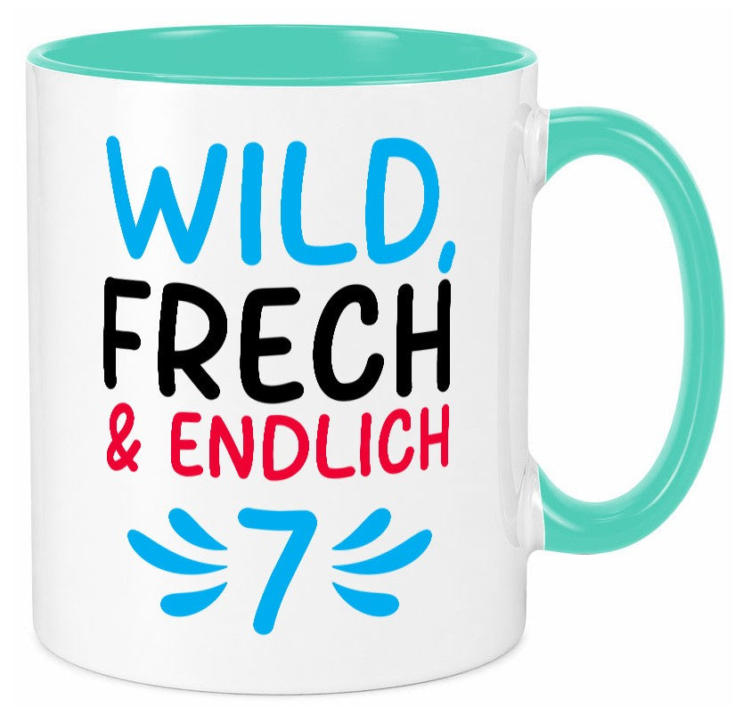7. Geburtstag | 7 Jahre Wild & Frech lustiger Spruch Geschenk Geschenkidee Tasse