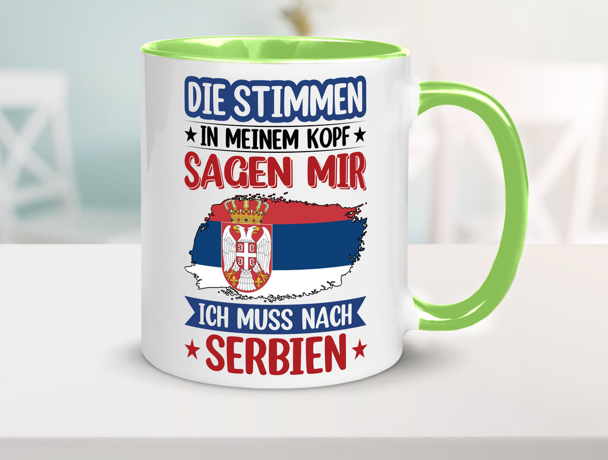 Serbien | Urlaub Stimmen in meinem Kopf Traumland v2 Geschenk Humor Tasse