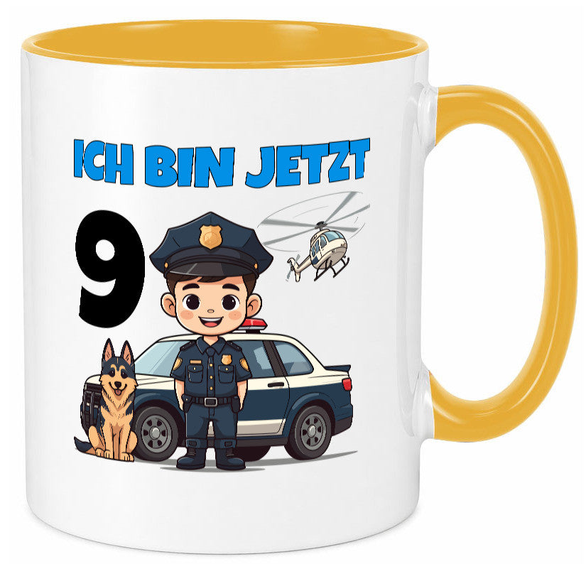 9. Geburtstag | 9 Jahre Polizei Kind Polizeiauto lustig Geschenkidee Geschenk Tasse