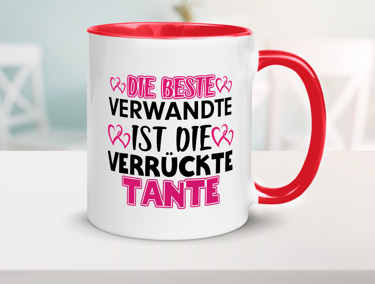 Verrückte Tante | Spruch Patentante Verwandtschaft lustiger Geschenk Humor Tasse