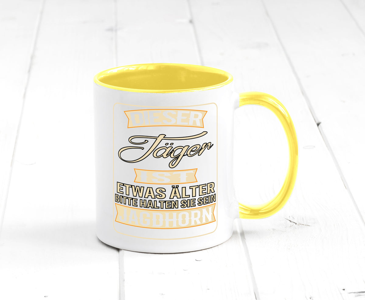Dieser Jäger ist etwas Älter halten sie sein Jagthorn lustiger Spruch Geschenk Tasse