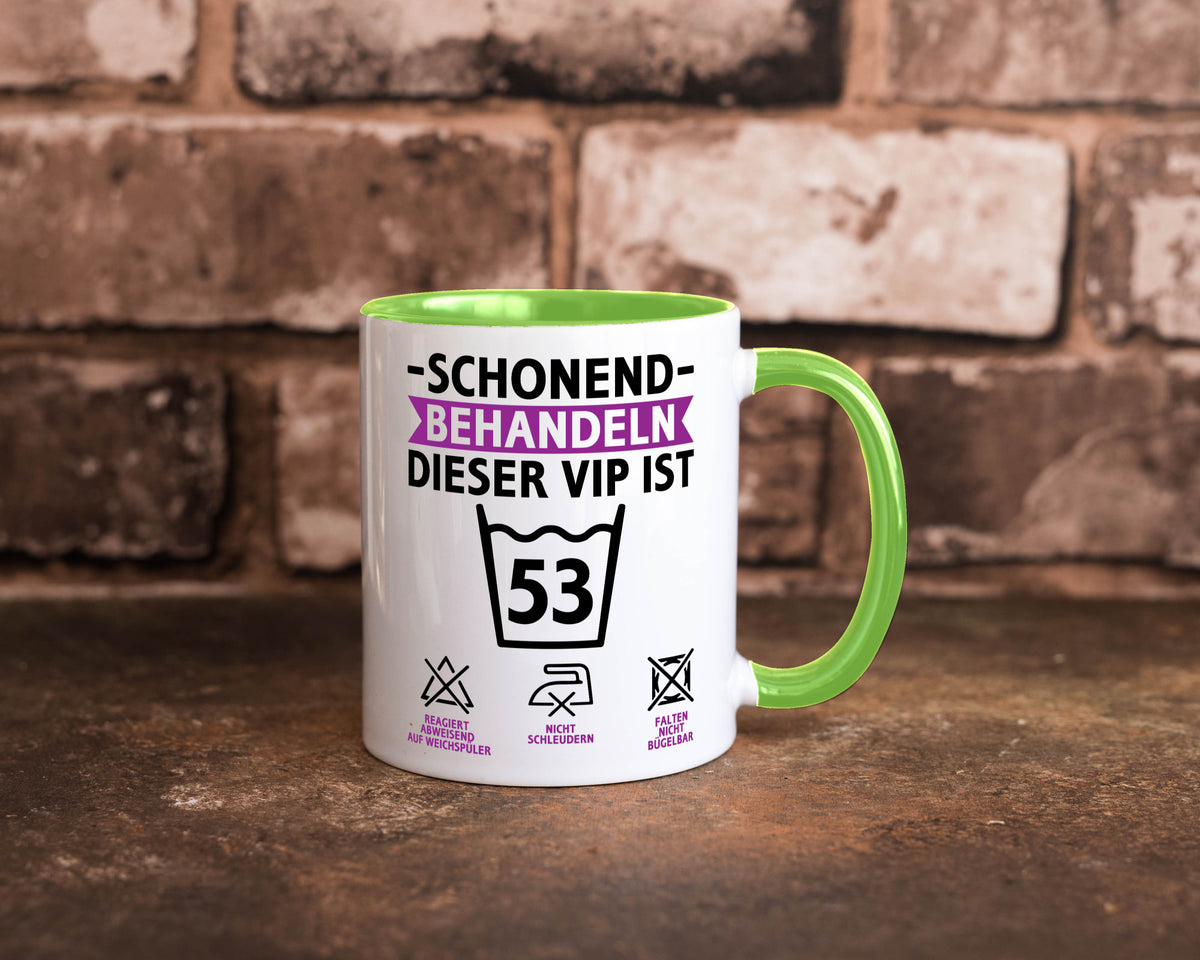 53 Geburtstag | schonend behandeln Jahre v2 lustiger Spruch Geschenk Tasse