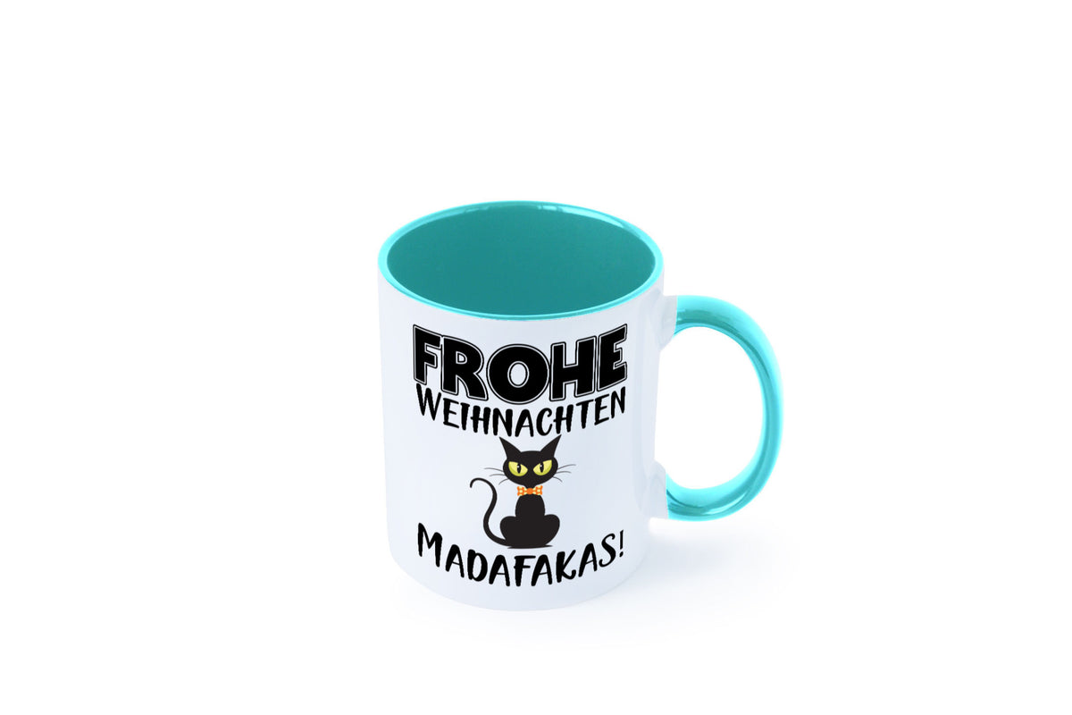 Frohe Weihnachten Madafakas! | Katze Tasse Vintage lustiger Spruch Geschenk