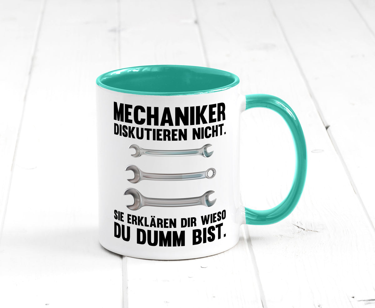 Mechaniker Diskutieren nicht sie erklären nur wieso Geschenkidee Tierliebhaber Tasse