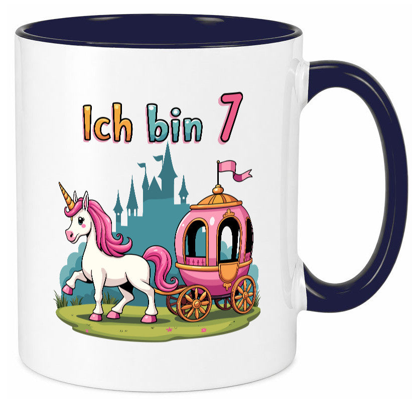 7. Geburtstag | Prinzessin in Kutsche Einhorn lustiger Spruch Geschenk