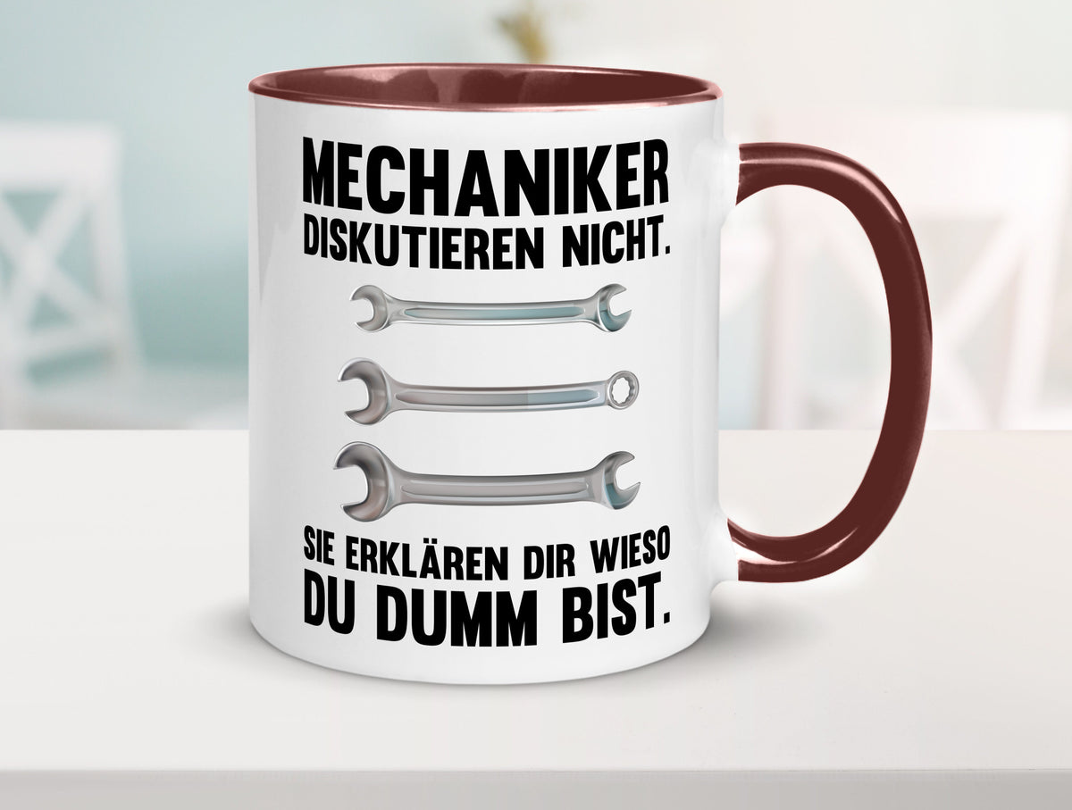 Mechaniker Diskutieren nicht sie erklären nur wieso Geschenkidee Tierliebhaber Tasse