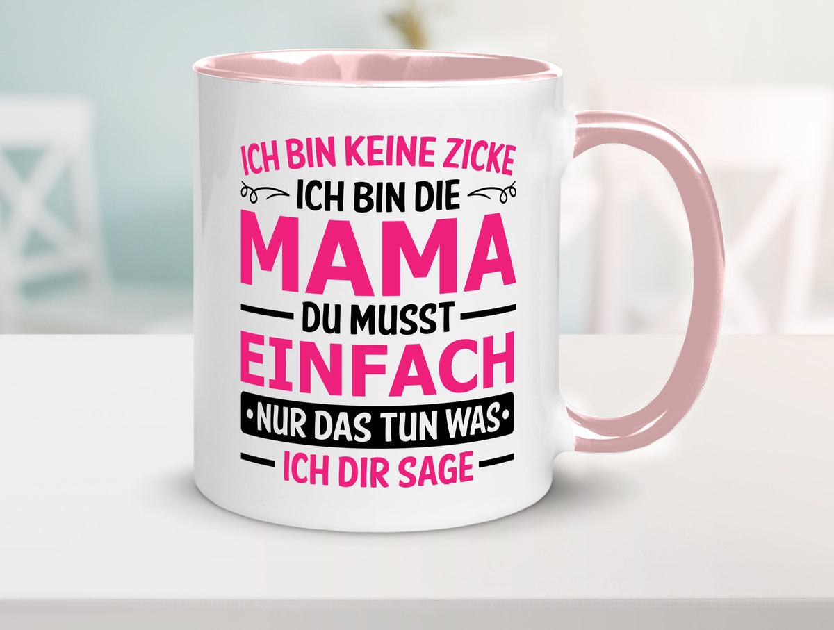 Keine Zicke, Mama | Schleifchen lustiger Spruch Geschenk Familie Geschenkidee Tasse