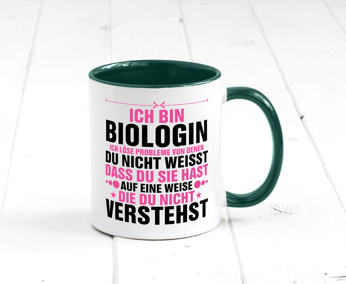 Löse Probleme: Biologin | Biologie Naturforscherin lustig Humor Geschenkidee Tasse