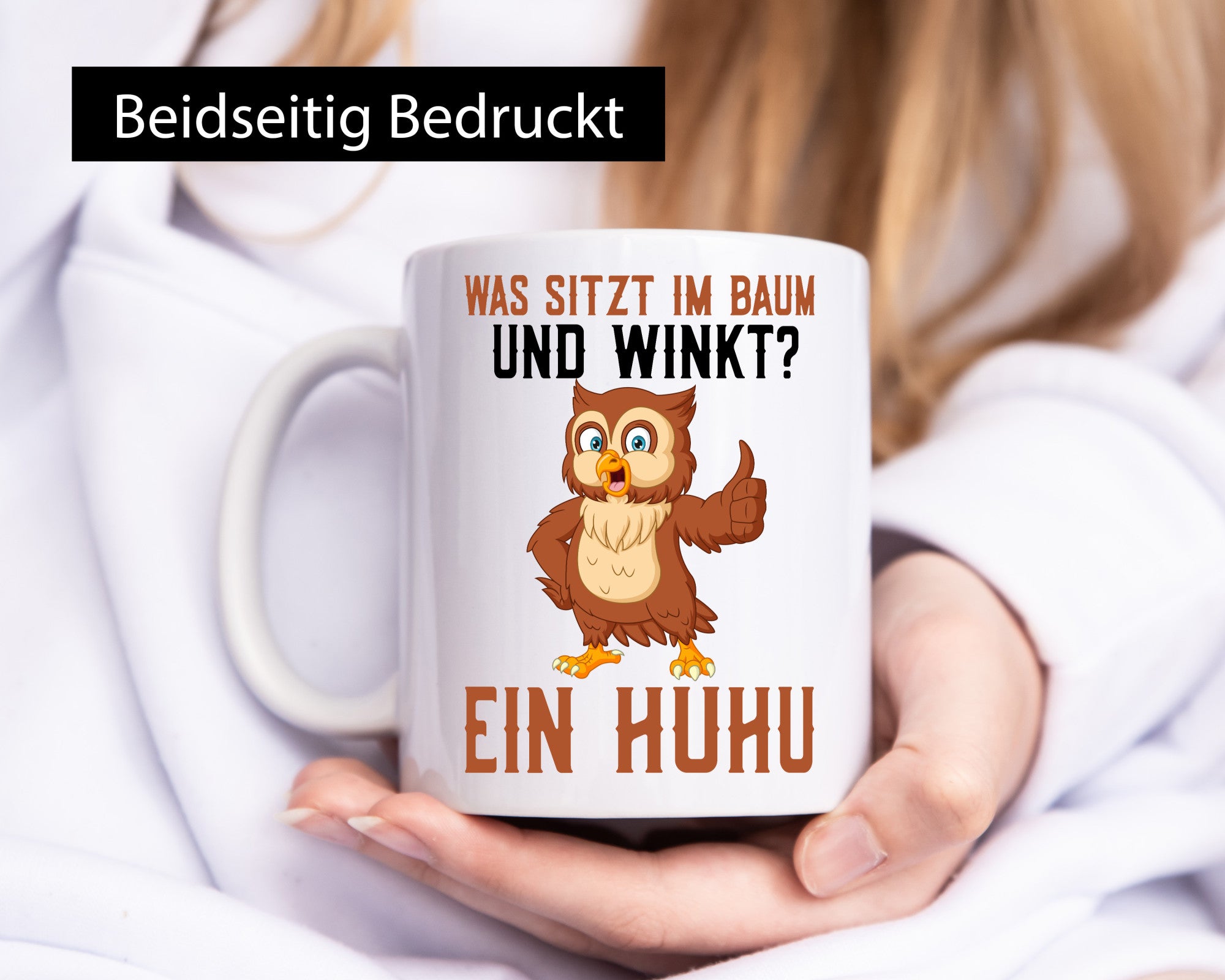 Was sitzt im Baum | Uhu Comic Eule Witz Geschenk Humor Geschenkidee lustiger