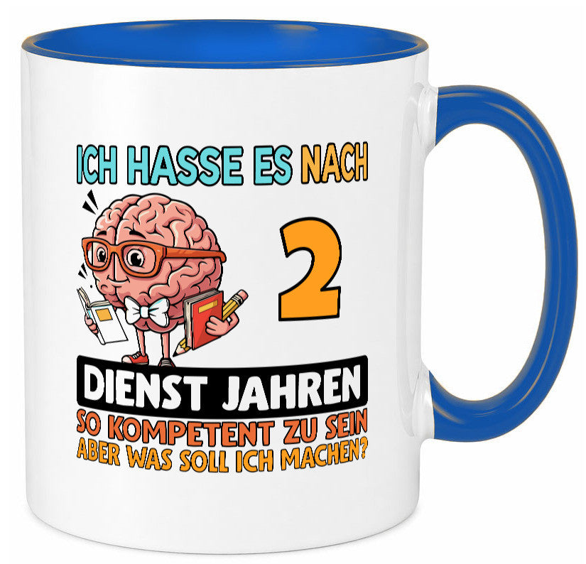 2 Dienstjahre | Arbeit Kompetent lustig Kollegen Büro Geschenk Tasse