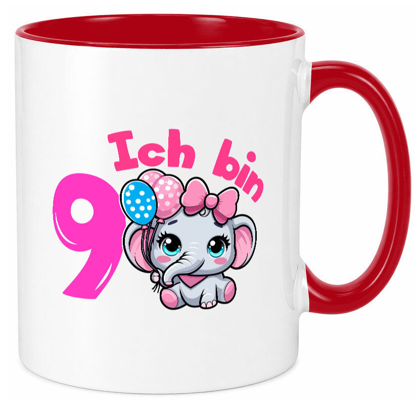 9. Geburtstag | 9 Jahre Elefant Mädchen Geschenk Geschenkidee lustiger Spruch Tasse