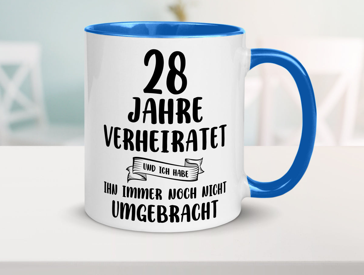 28 Jahre Verheiratet, immer noch am Leben! Geschenkidee Humor Tasse