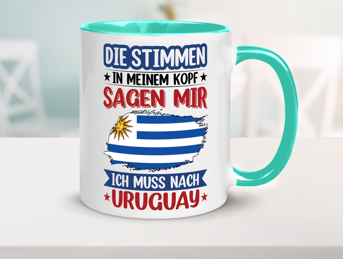Uruguay | Urlaub Stimmen in meinem Kopf Traumland Geschenk Humor Geschenkidee Tasse