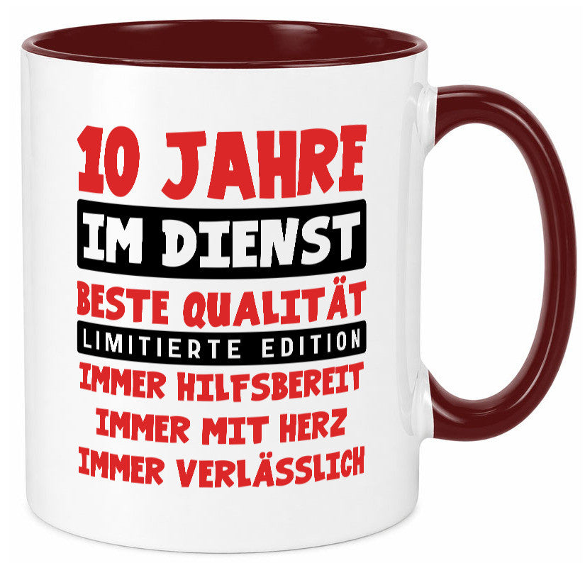 10 Jahre im Dienst | Jubiläum Arbeit v9 lustig Kollegen Büro Geschenk Tasse