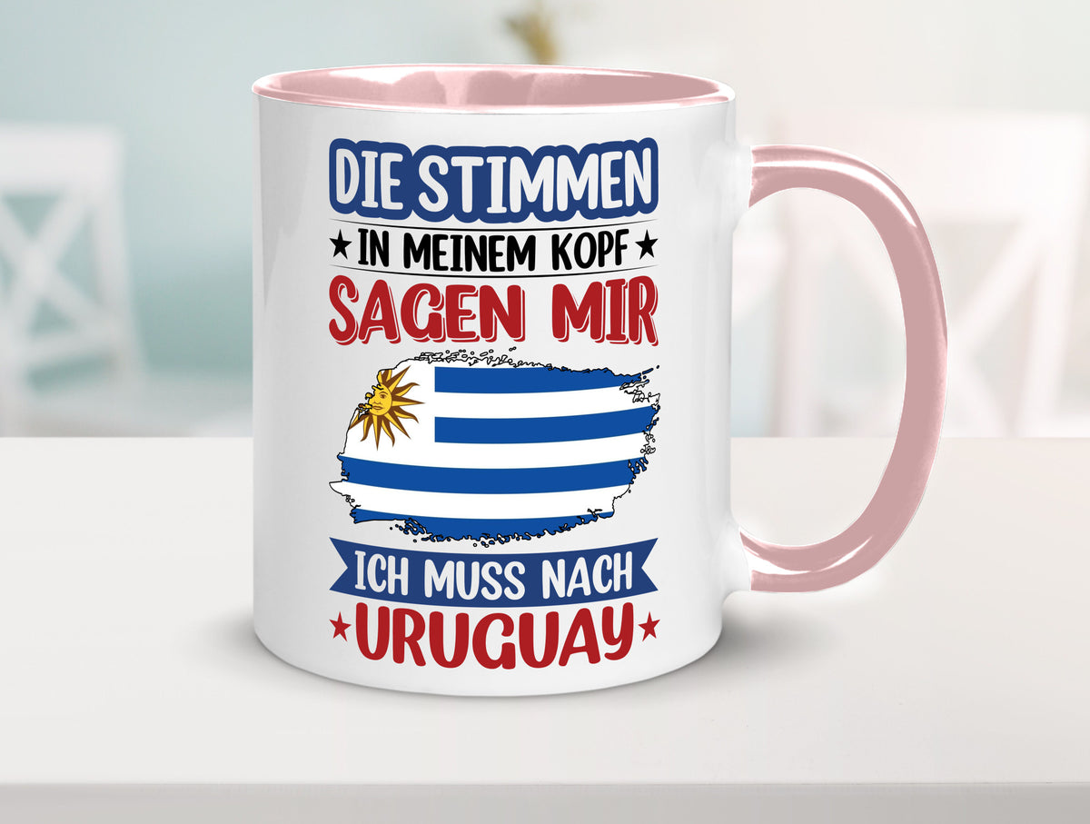 Uruguay | Urlaub Stimmen in meinem Kopf Traumland Geschenk Humor Geschenkidee Tasse