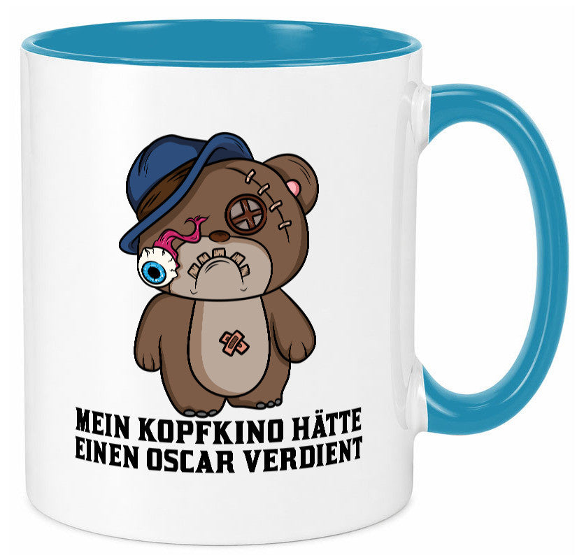 Mein Kopfkino hätte Oscar verdient | kaputter Bär Comic lustiger Spruch Tasse