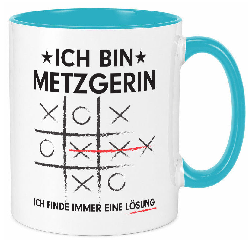 Löse Probleme: Metzgerin | Fleischerin Humor Geschenkidee Tasse