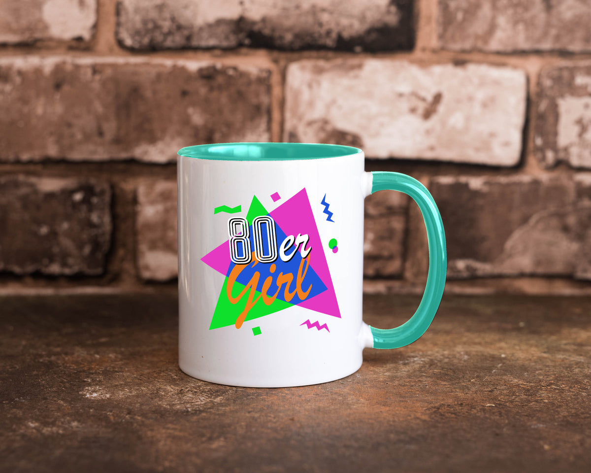 80er Girl - Jahre bunt + verrückt retro Humor Geschenkidee Tasse