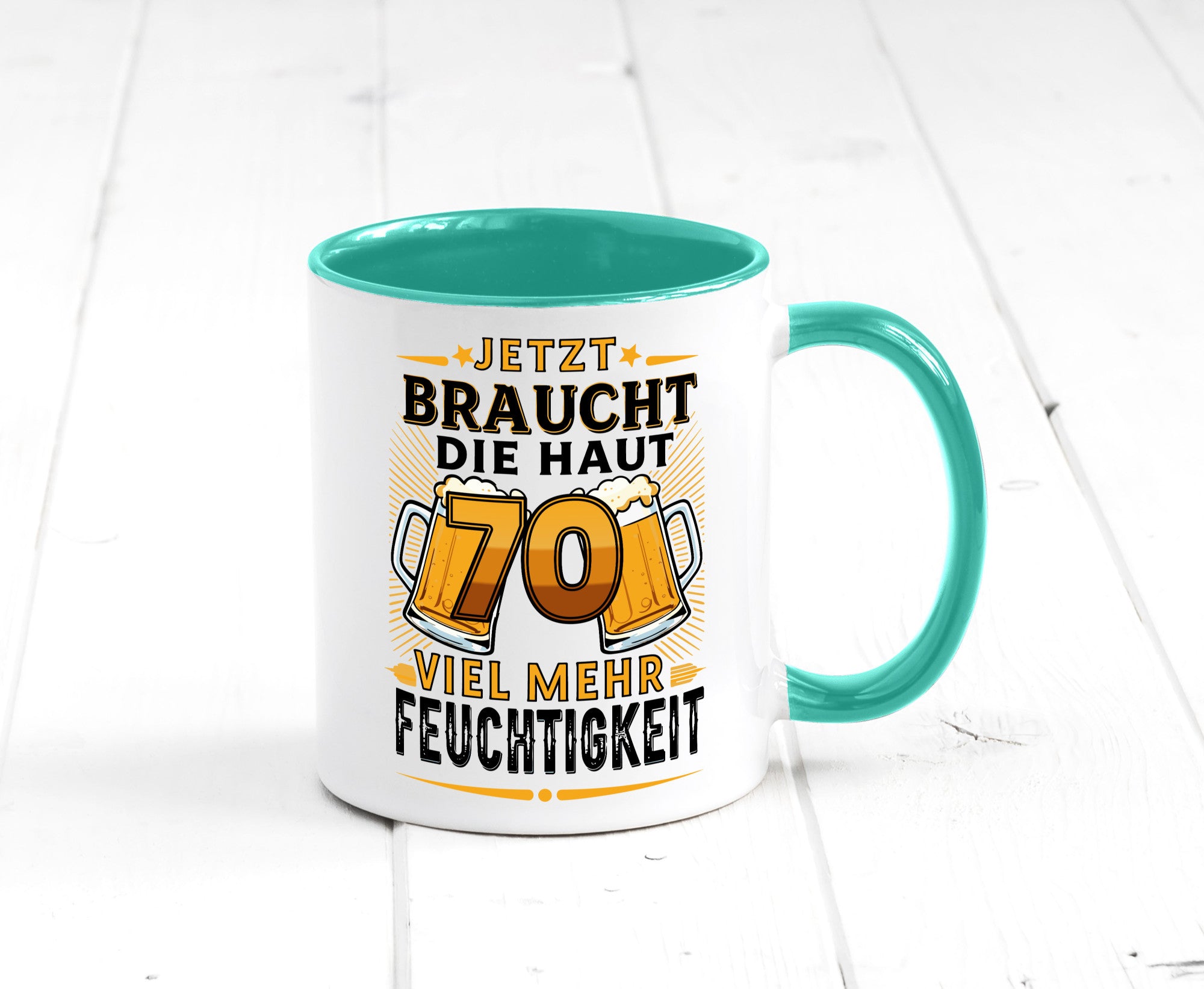 70 braucht die haut mehr Feuchtigkeit | 70. Geburtstag Humor Geschenkidee Tasse