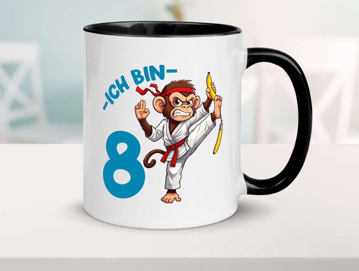 Ich bin 8 | 8. Geburtstag Karate Kampfsport Affe lustiger Spruch Geschenk Tasse