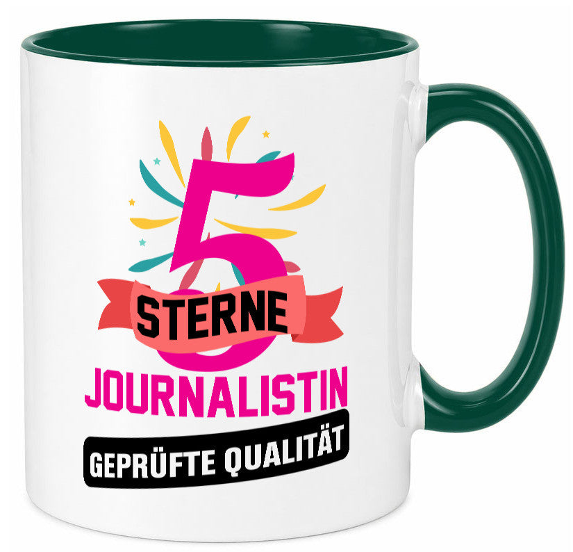 5 Sterne Journalist geprüfte Qualität Humor Geschenkidee Tasse