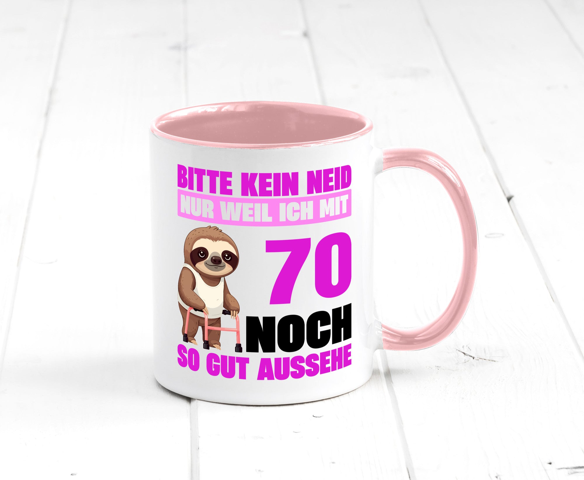 70. Geburtstag | Bitte kein neid Faultier 70 Jahre v2 Humor Geschenkidee Tasse
