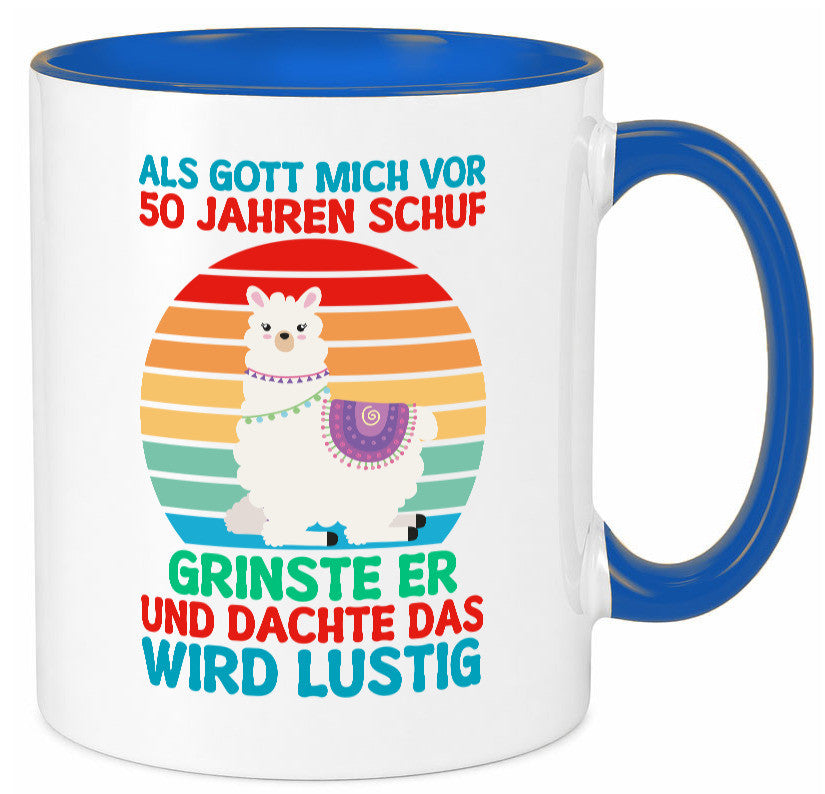 50. Geburtstag | 50 Jahre Gut Schuf mich Lama v2 Humor Geschenkidee Tasse