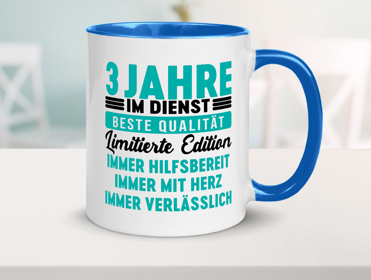 3 Jahre im Dienst | Jubiläum Arbeit v5 lustig Kollegen Büro Geschenk Tasse