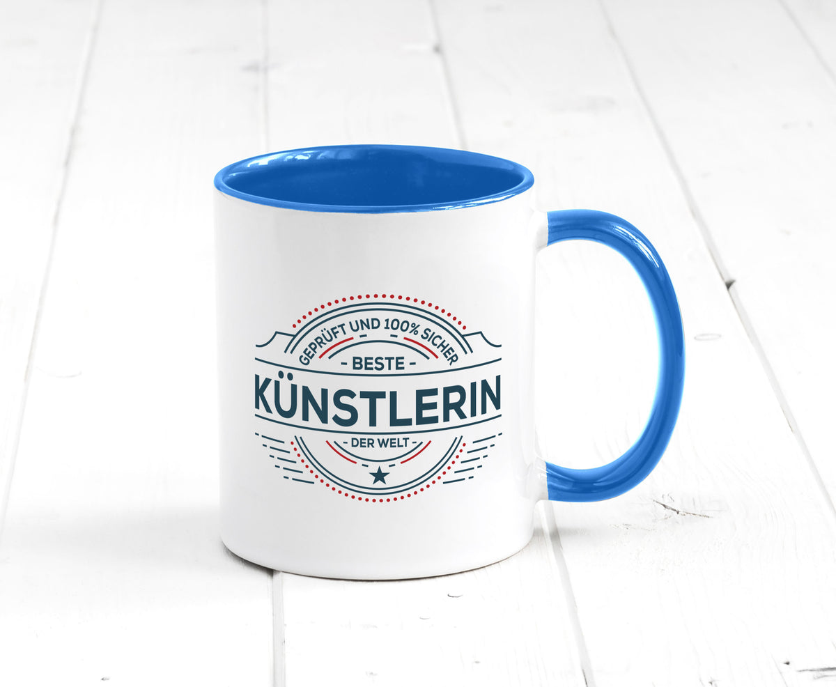 Geprüft und sicher: Künstlerin| Spruch lustig | Kunst Humor Geschenkidee Tasse