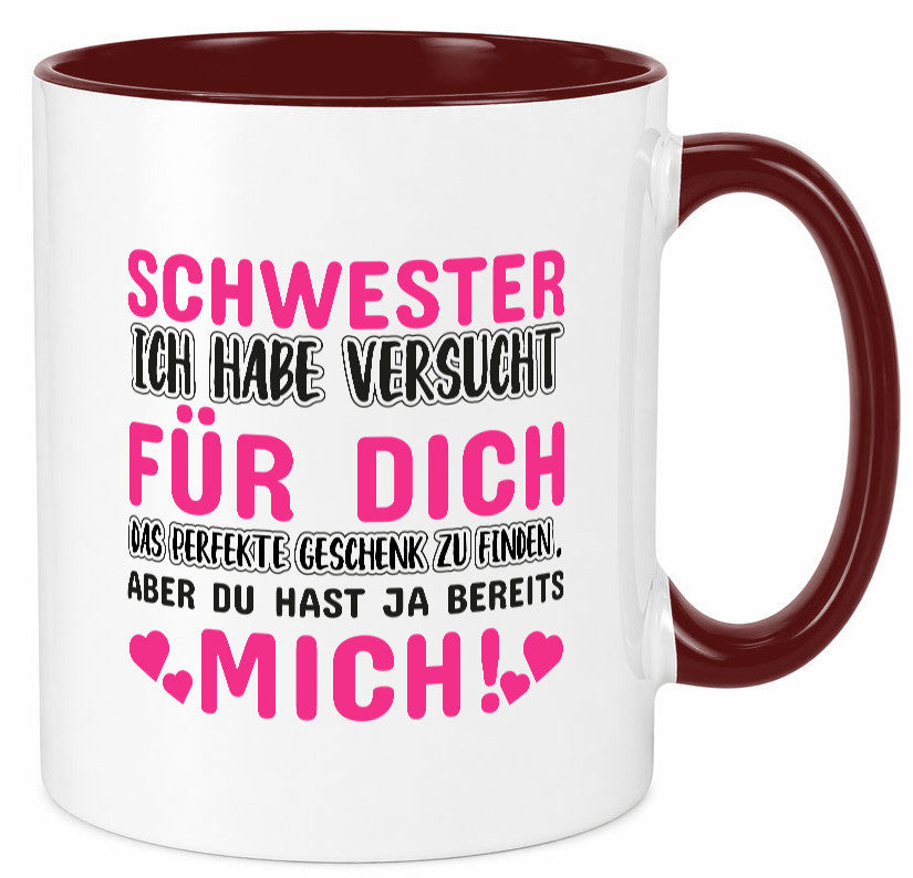 Schwester Tasse | lustiger Spruch Geschwisterliebe v2 Humor Geschenkidee