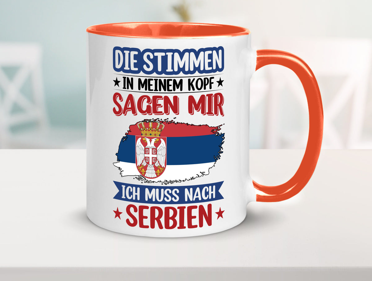 Serbien | Urlaub Stimmen in meinem Kopf Traumland v2 Geschenk Humor Tasse