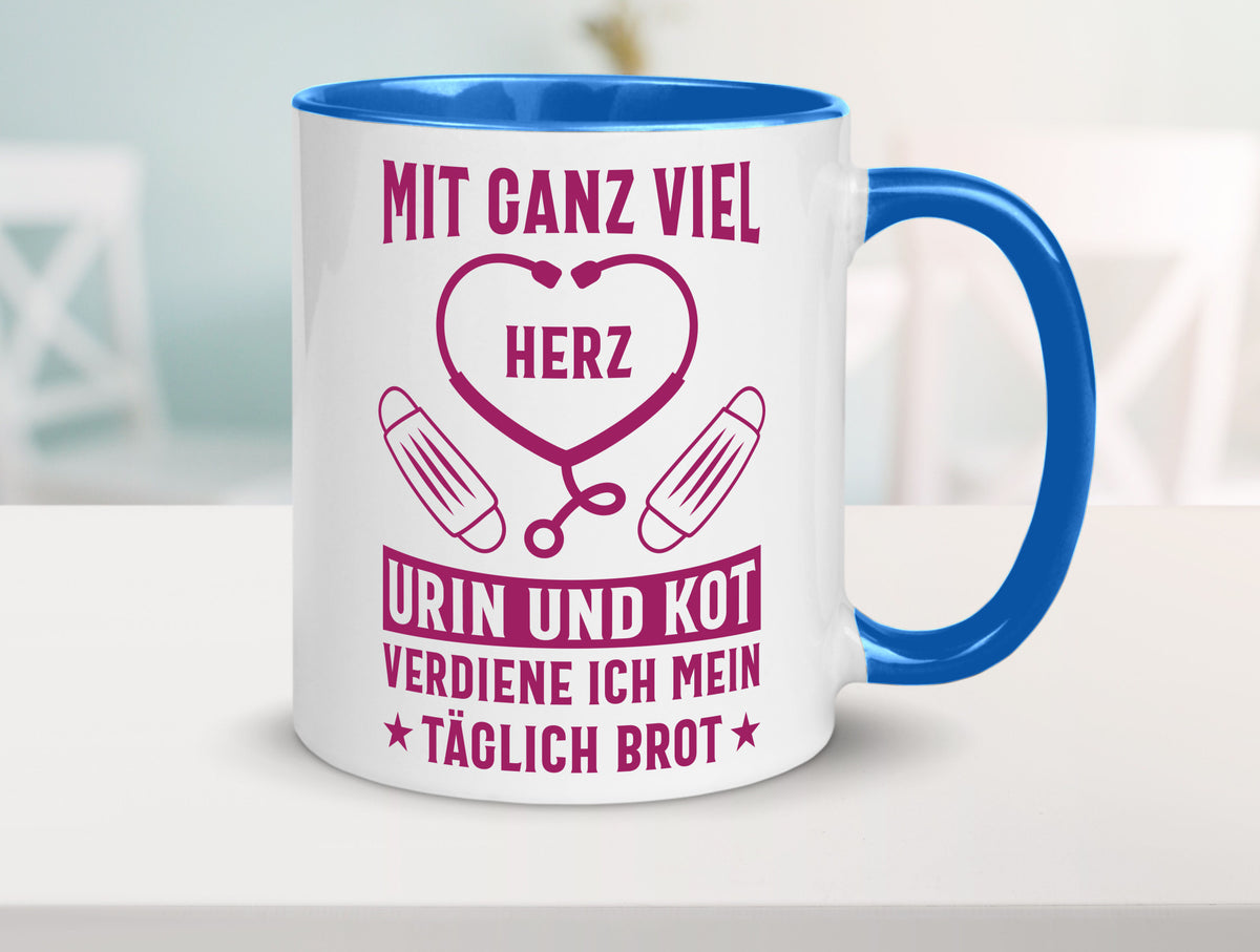 Herz, Urin, Kot, damit verdien ich mein Brot | Stethoskop Geschenk Humor Tasse
