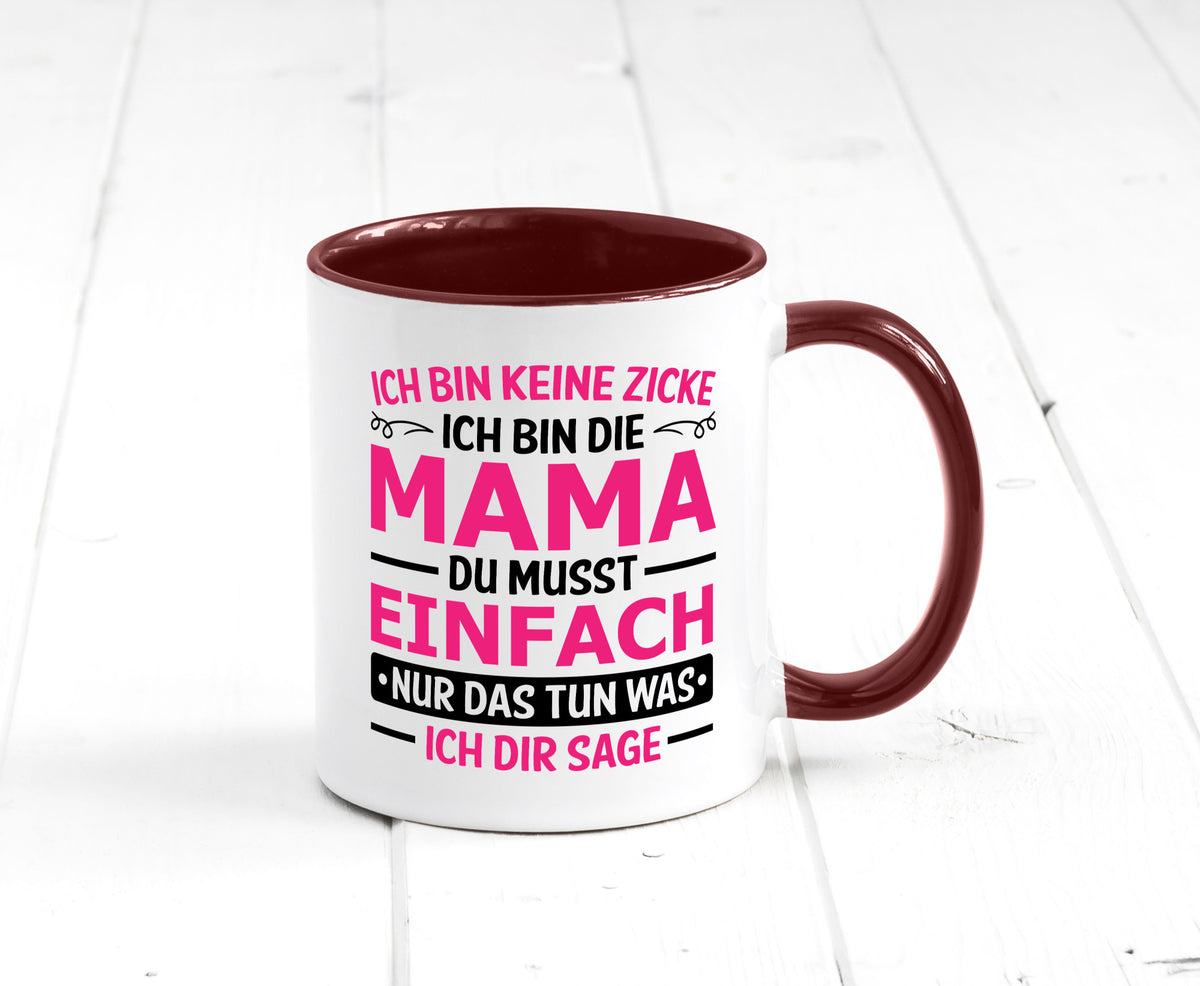 Keine Zicke, Mama | Schleifchen lustiger Spruch Geschenk Familie Geschenkidee Tasse
