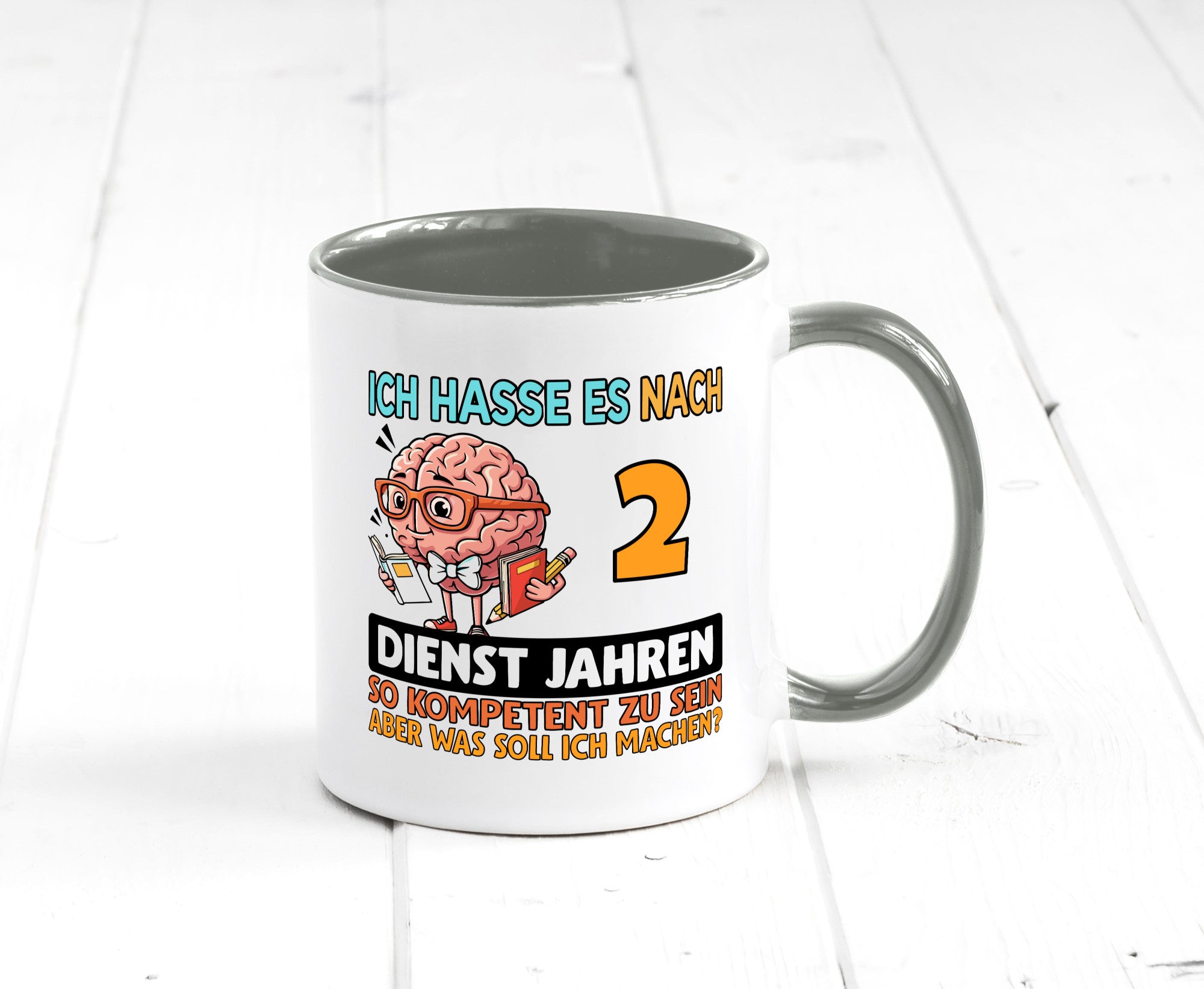 2 Dienstjahre | Arbeit Kompetent lustig Kollegen Büro Geschenk Tasse