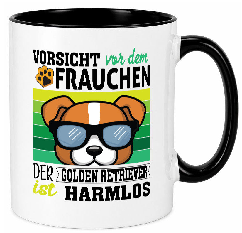 Vorsicht vor dem Frauchen Golden Retriever ist Harmlos lustiger Spruch Geschenk