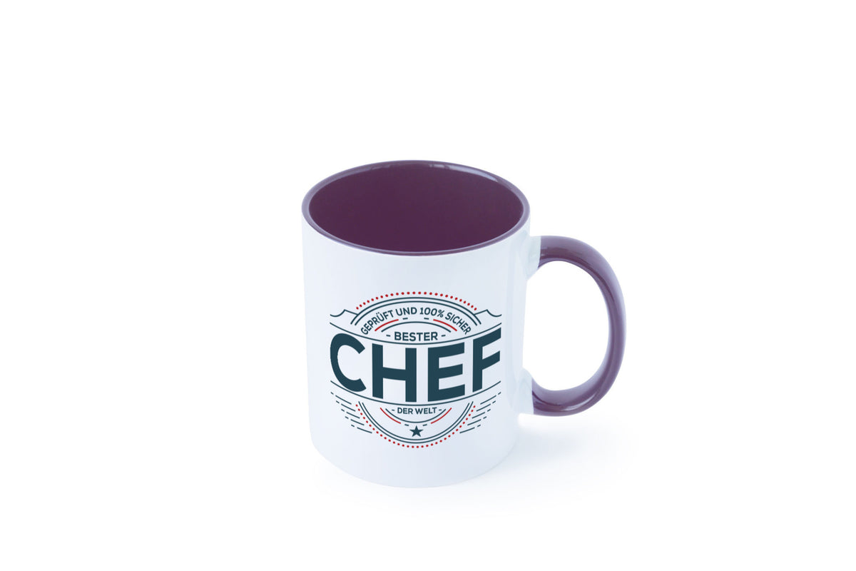 Geprüft und sicher: Chef | Führungskraft Vorgesetzter lustig Arbeit Kollegen Tasse