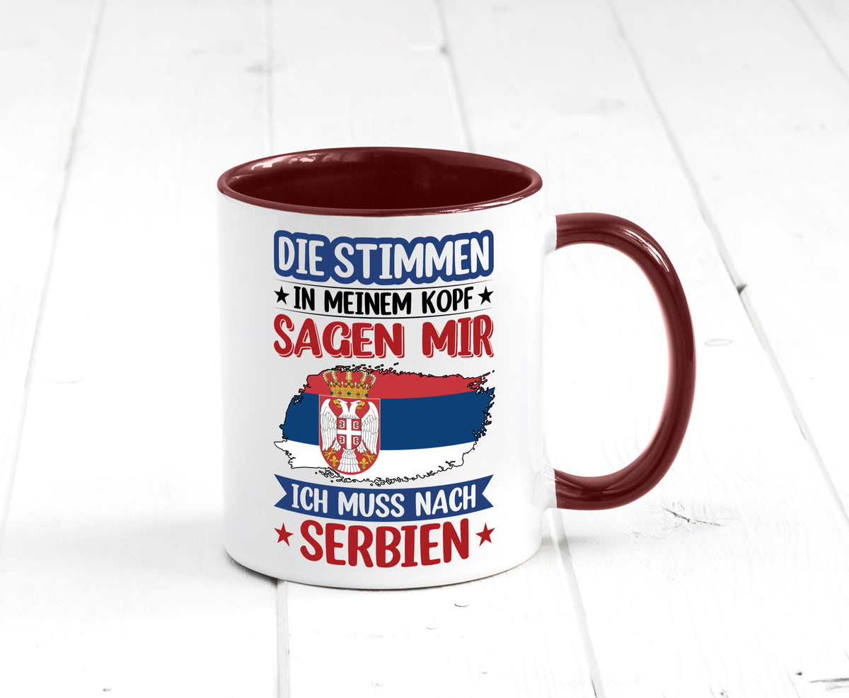 Serbien | Urlaub Stimmen in meinem Kopf Traumland v2 Geschenk Humor Tasse