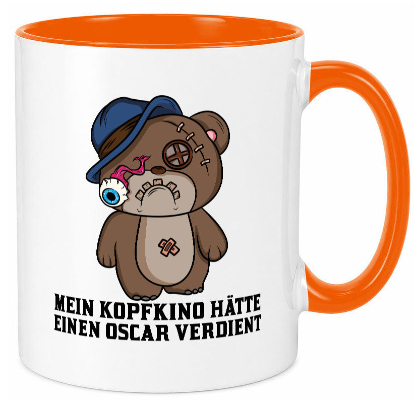 Mein Kopfkino hätte Oscar verdient | kaputter Bär Comic lustiger Spruch Tasse