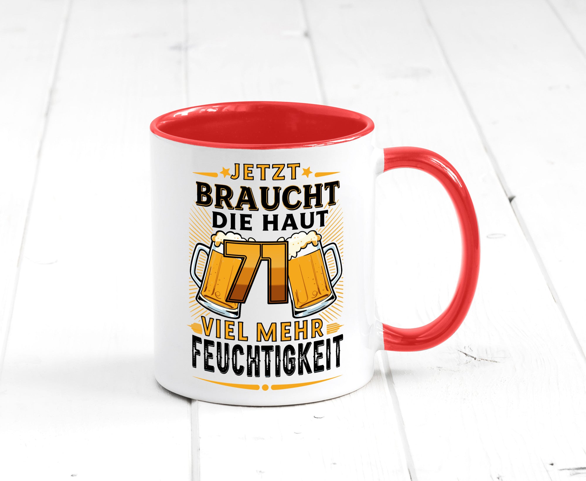 71 braucht die haut mehr Feuchtigkeit | 71. Geburtstag Geschenkidee Humor Tasse