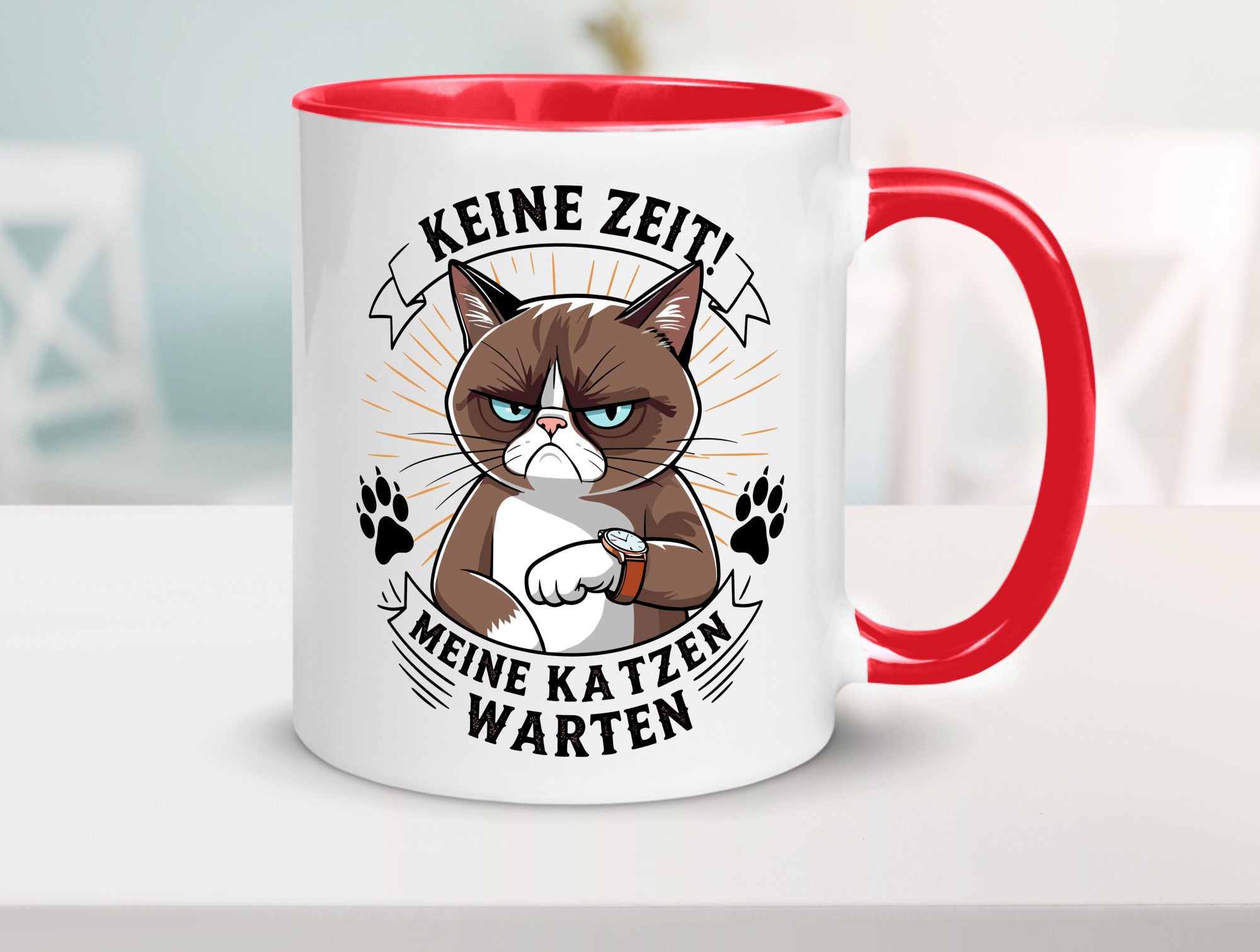 Keine Zeit meine Katzen Warten | Schwarze Katze Geschenkidee Tierliebhaber