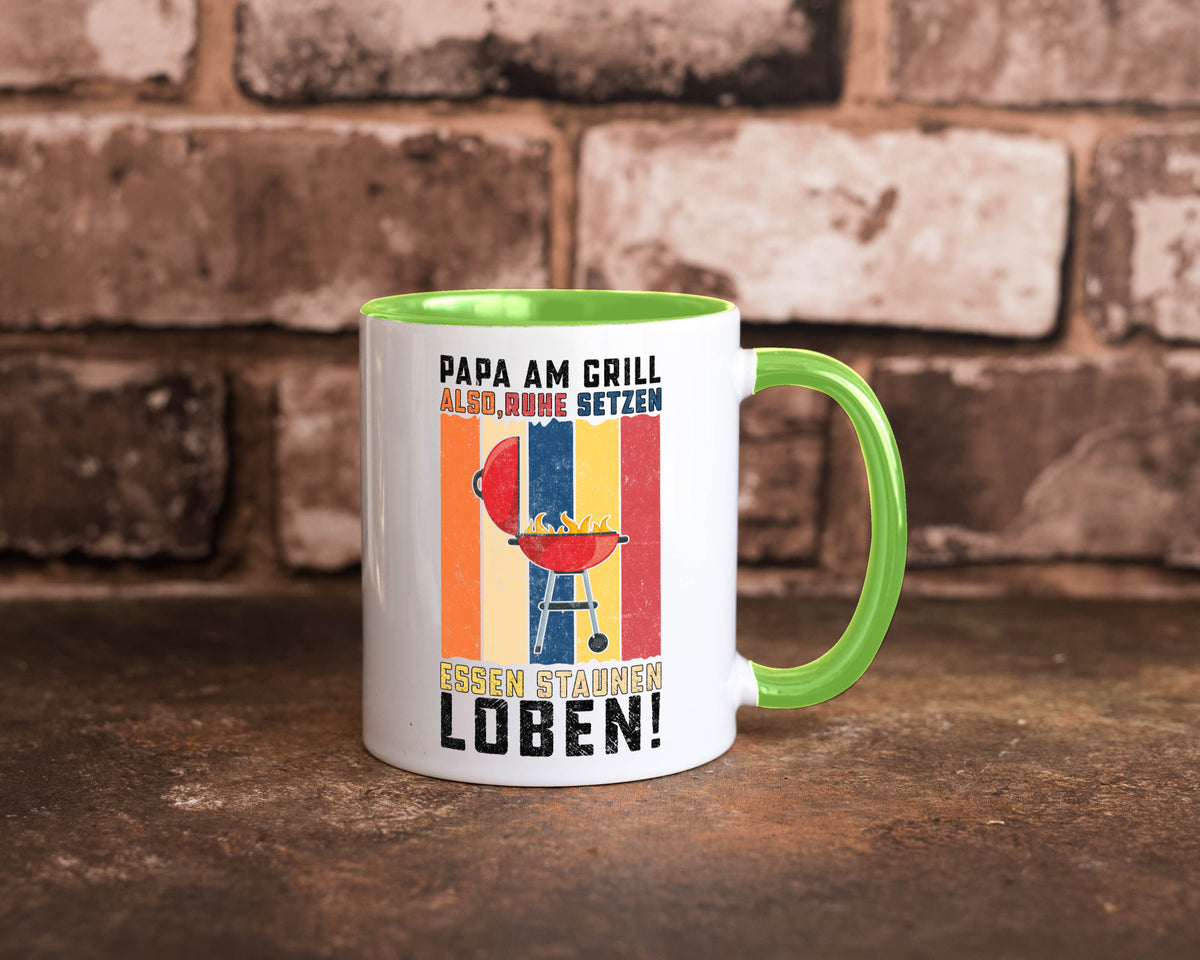 Papa am Grill | Grillmeister BBQ Grillabend v2 Geschenkidee Humor Tasse
