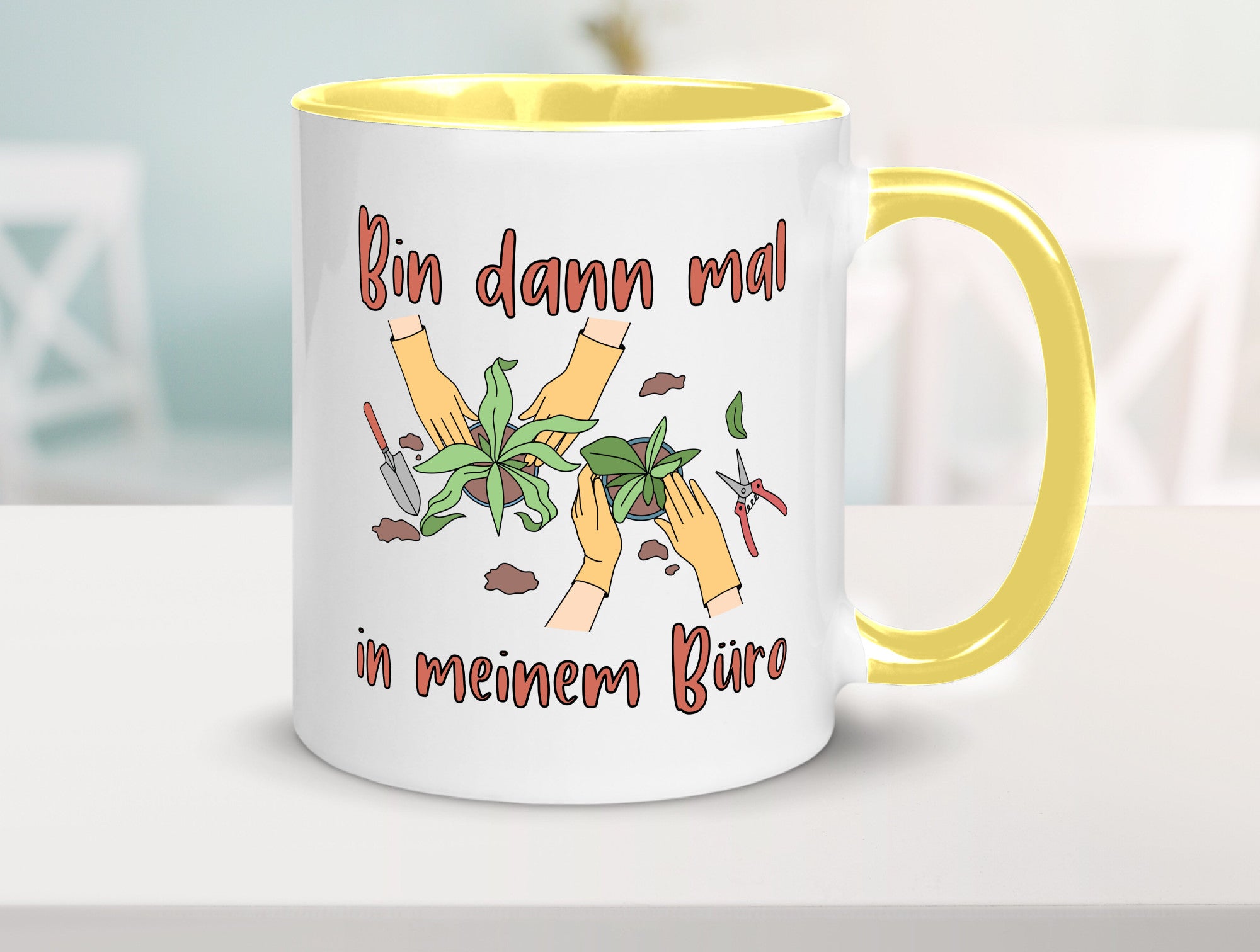 Bin im Büro | Gartenarbeit Pflanzen Humor Witz Geschenkidee Arbeit Kollegen