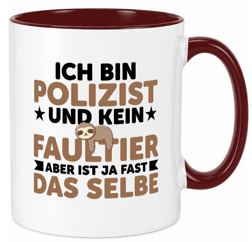 Ich bin kein Faultier: Polizist | Polizei v2 lustig Tierliebhaber Humor Tasse