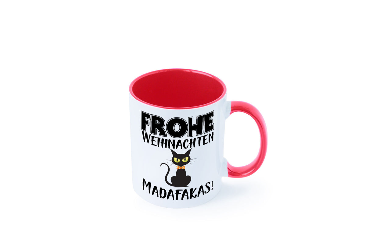 Frohe Weihnachten Madafakas! | Katze Tasse Vintage lustiger Spruch Geschenk