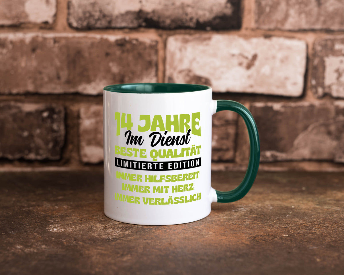 14 Jahre im Dienst | Jubiläum Arbeit v4 Geschenkidee Kollegen Büro Humor Tasse