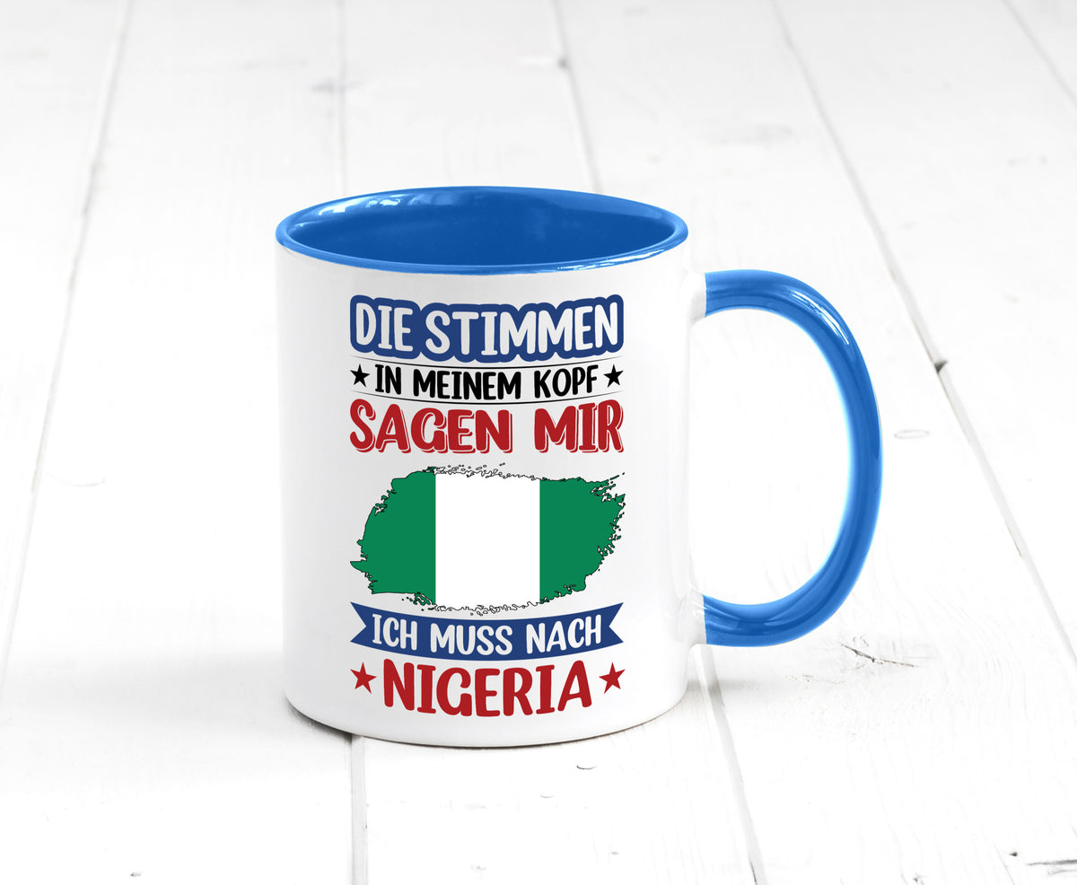 Nigeria | Urlaub Stimmen in meinem Kopf Traumland Geschenk Humor Geschenkidee Tasse