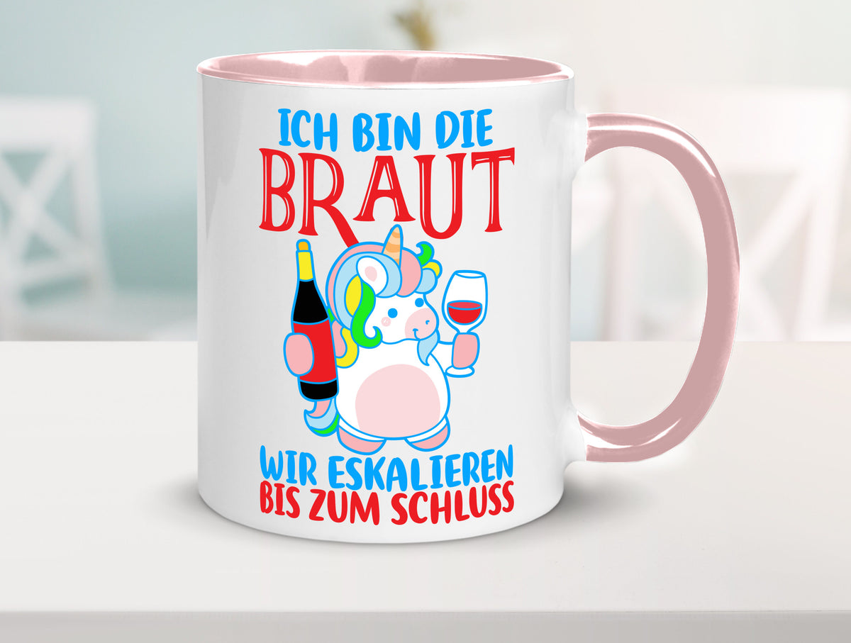 Junggesellinnenabschied | JGA Braut Einhorn Eskalation v2 lustig Humor Tasse